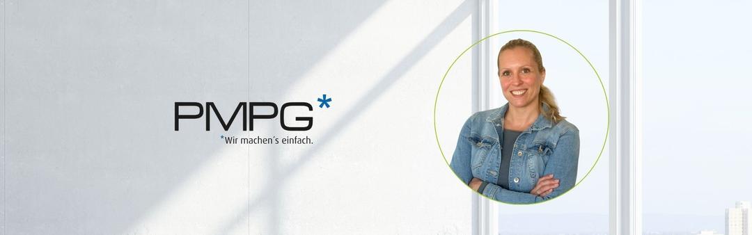 Porträtbild der Interviewpartnerin bei PMPG und Logo